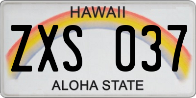 HI license plate ZXS037