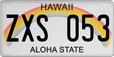 HI license plate ZXS053