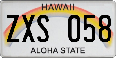 HI license plate ZXS058