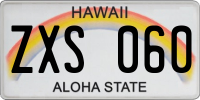 HI license plate ZXS060