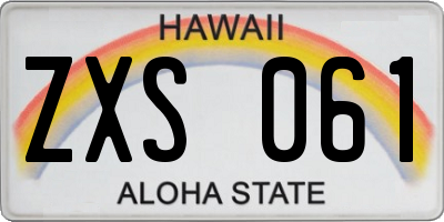 HI license plate ZXS061