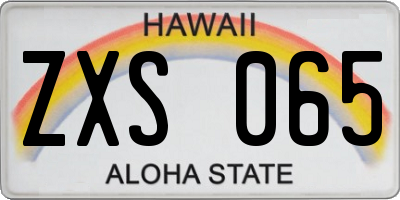 HI license plate ZXS065
