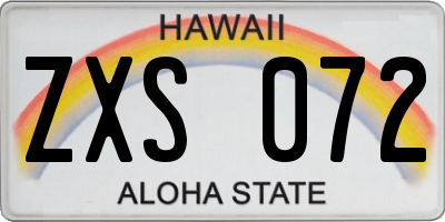 HI license plate ZXS072