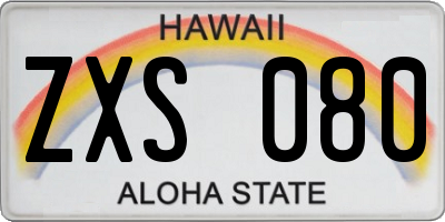 HI license plate ZXS080