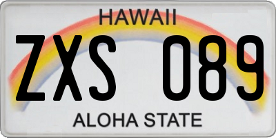HI license plate ZXS089