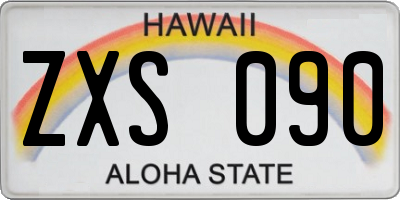 HI license plate ZXS090
