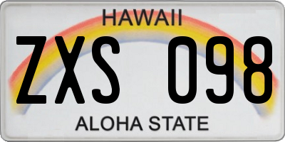 HI license plate ZXS098
