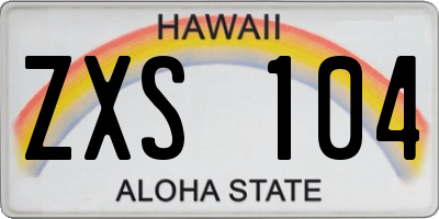 HI license plate ZXS104
