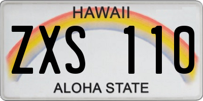 HI license plate ZXS110