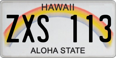 HI license plate ZXS113