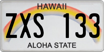 HI license plate ZXS133