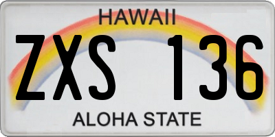 HI license plate ZXS136