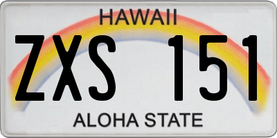 HI license plate ZXS151
