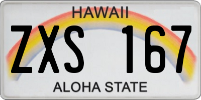 HI license plate ZXS167