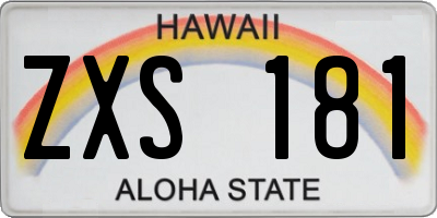 HI license plate ZXS181
