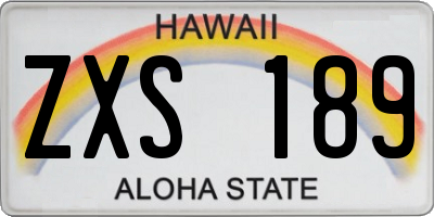 HI license plate ZXS189