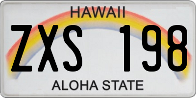 HI license plate ZXS198