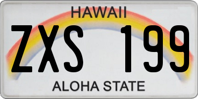 HI license plate ZXS199