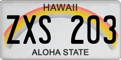 HI license plate ZXS203