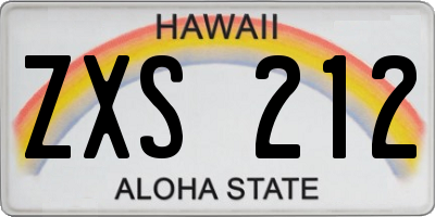 HI license plate ZXS212