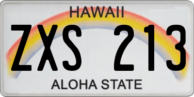 HI license plate ZXS213