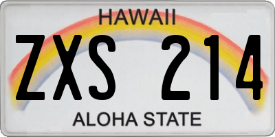 HI license plate ZXS214