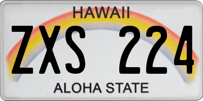 HI license plate ZXS224