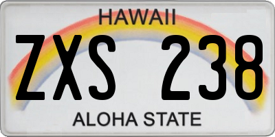 HI license plate ZXS238