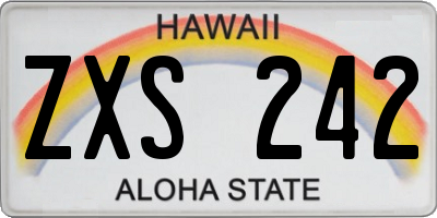 HI license plate ZXS242