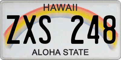HI license plate ZXS248