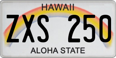HI license plate ZXS250