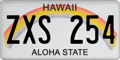 HI license plate ZXS254