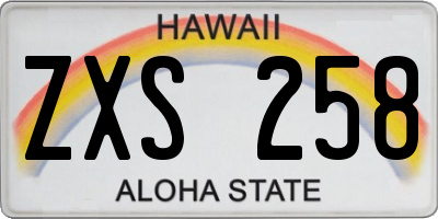HI license plate ZXS258