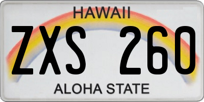 HI license plate ZXS260