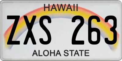 HI license plate ZXS263