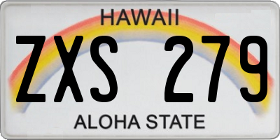 HI license plate ZXS279
