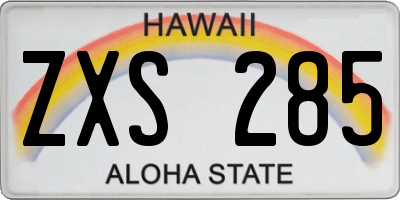 HI license plate ZXS285