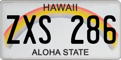 HI license plate ZXS286