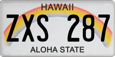 HI license plate ZXS287