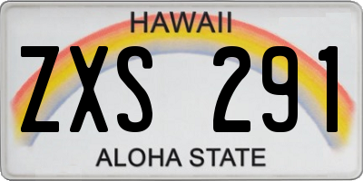 HI license plate ZXS291