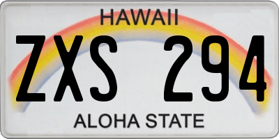 HI license plate ZXS294