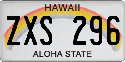 HI license plate ZXS296