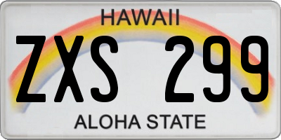 HI license plate ZXS299