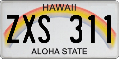 HI license plate ZXS311