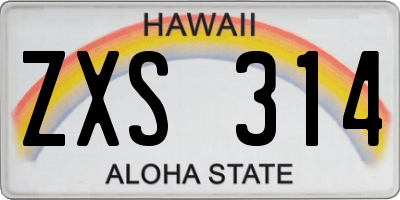 HI license plate ZXS314