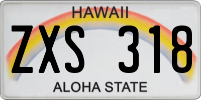 HI license plate ZXS318