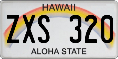 HI license plate ZXS320