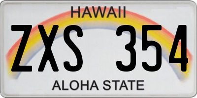 HI license plate ZXS354