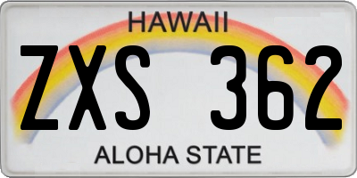 HI license plate ZXS362