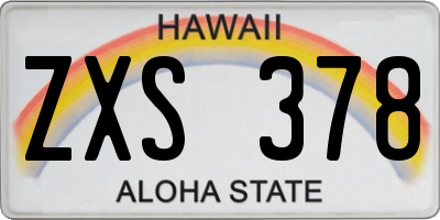 HI license plate ZXS378